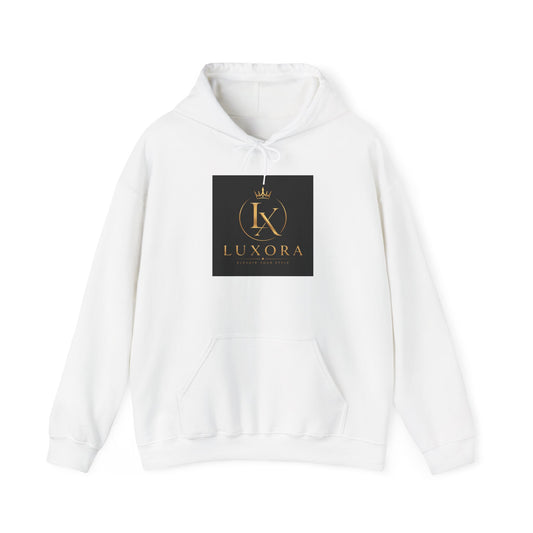 Luxora Logo Hoodie – "Luxury is a Lifestyle" White Pullover